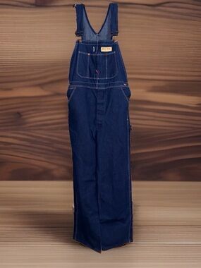 Vtg 90’s Big Mac Men's Dark Blue Denim Button Fly Overalls34”x34”-EC